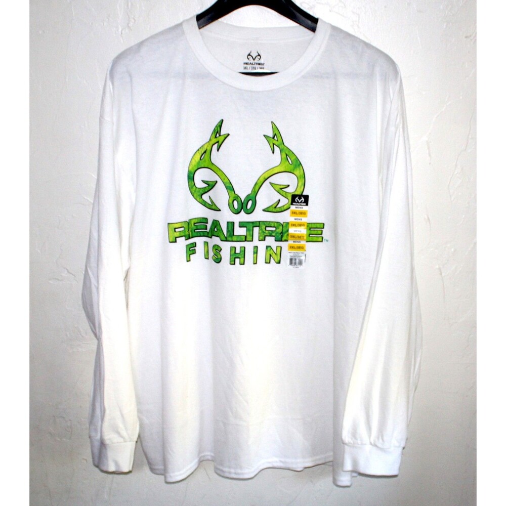 Realtree Fishing Tshirt men 3XL long sleeve white green NEW outdoors